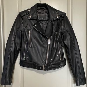 Sam Edelman Genuine Leather Black Studded Moto Jacket